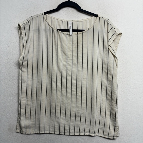Garnish PDX Striped Blouse Cream Black M - Picture 1 of 9
